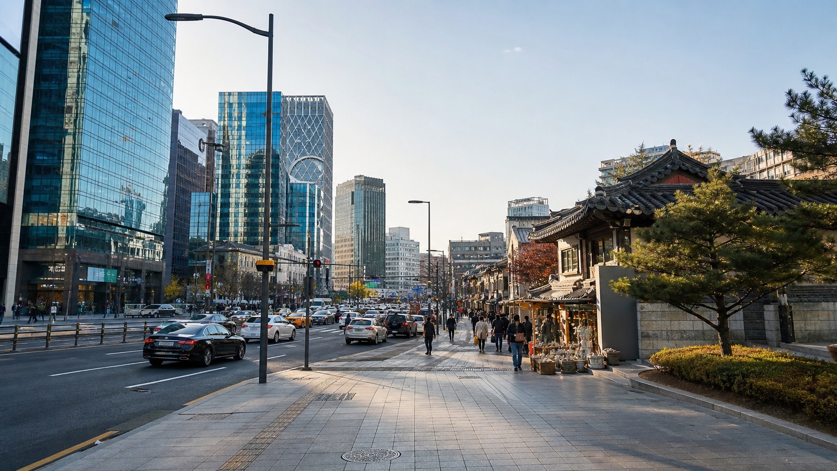 Gangnam and Jongno street contrast for choosing where to stay in Seoul