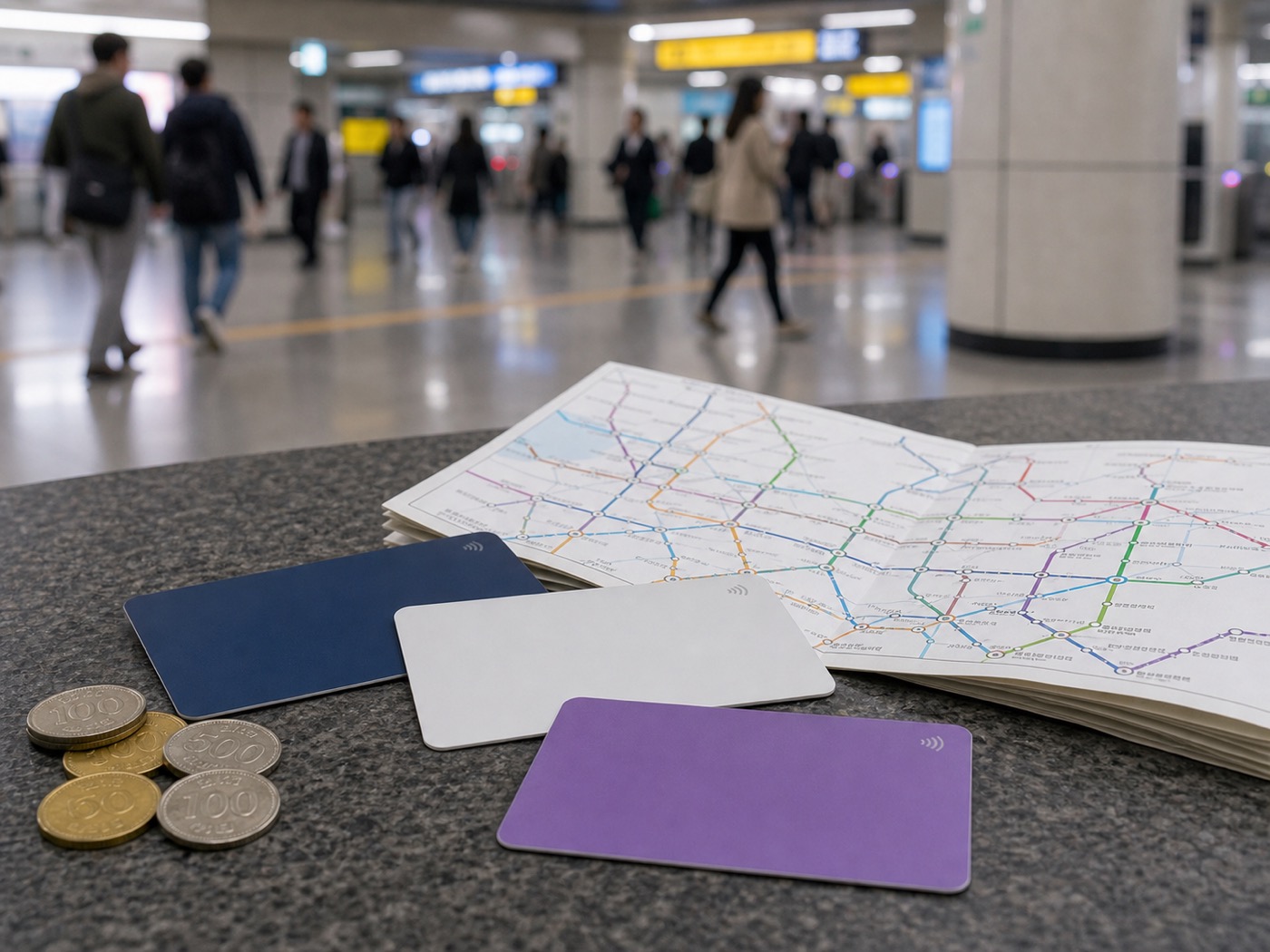 T-money and Climate Card comparison on a Seoul subway route map