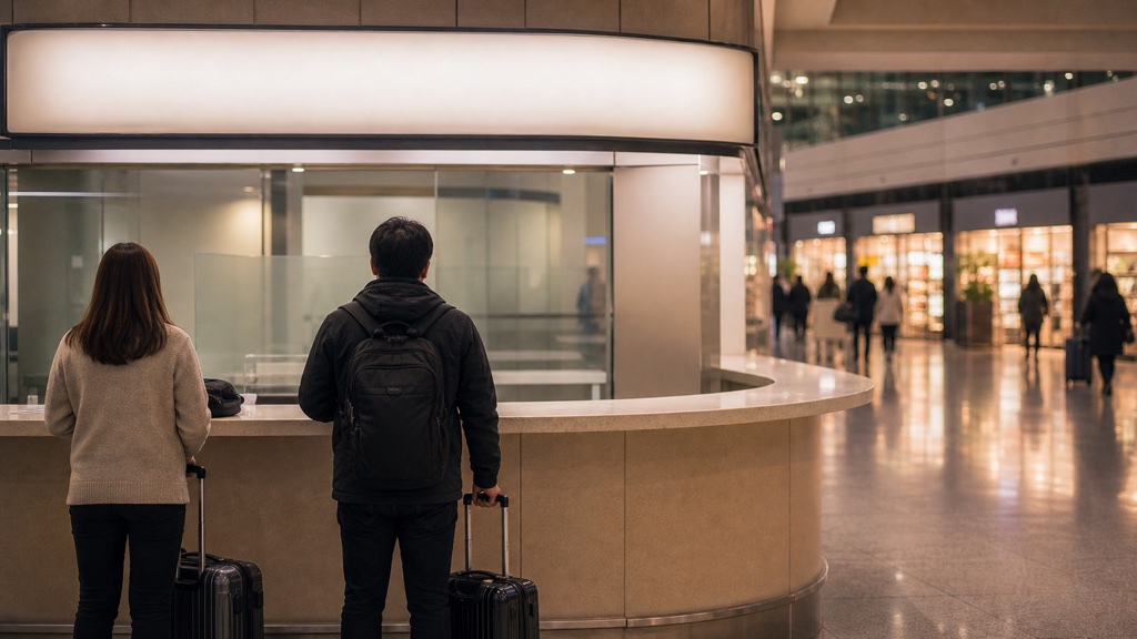Tax refund counter area after security at Incheon Airport where travelers collect refunds